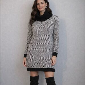 Aggel Knitwear Bland and White Sweater Dress